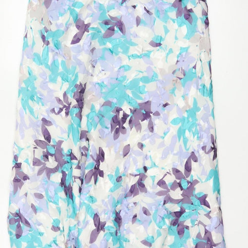 Jacques Vert Women's Multicoloured UK 16 Floral Silk Blend Flare Long Skirt