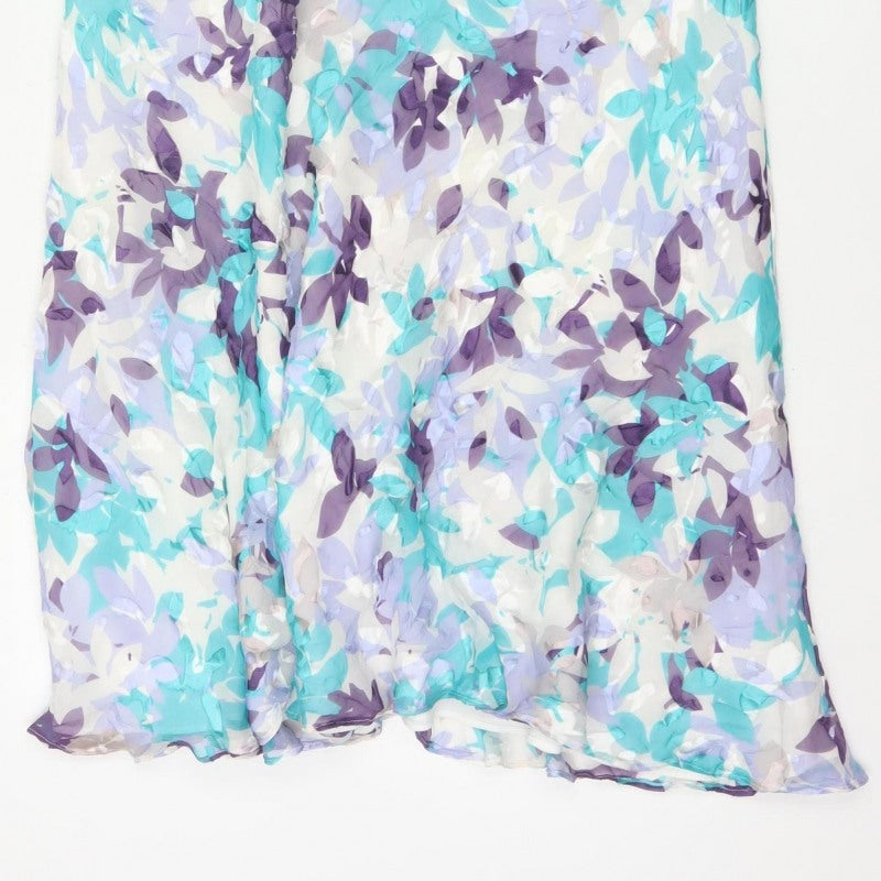 Jacques Vert Women's Multicoloured UK 16 Floral Silk Blend Flare Long Skirt