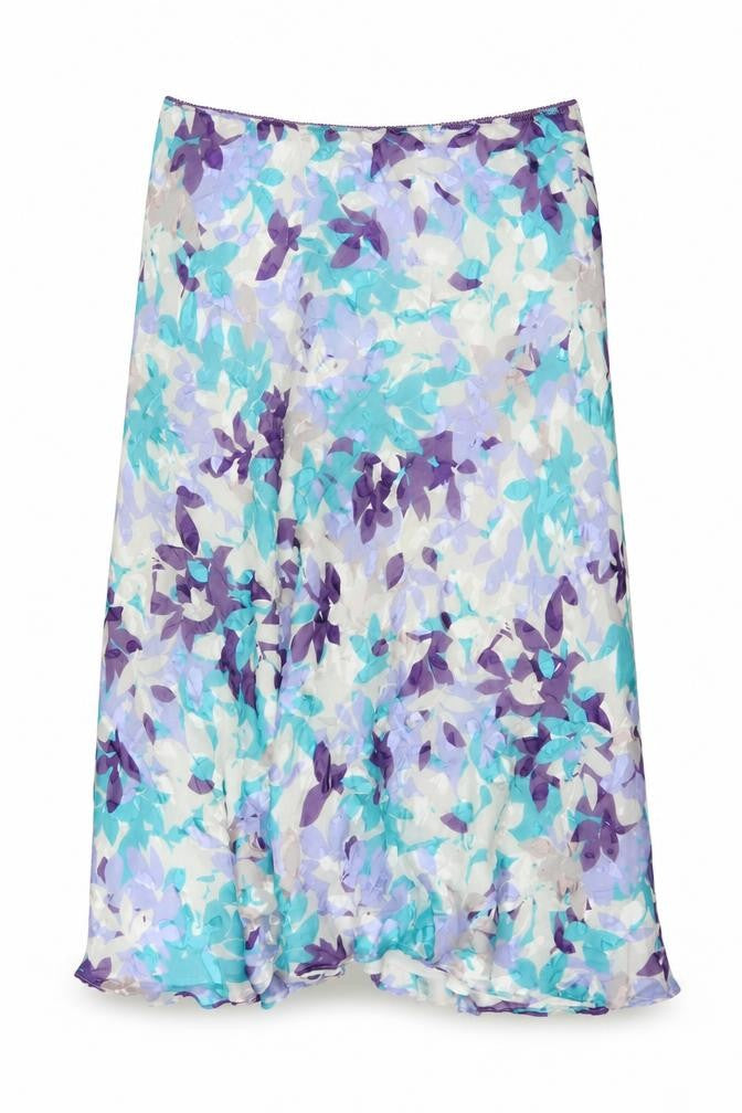 Jacques Vert Women's Multicoloured UK 16 Floral Silk Blend Flare Long Skirt
