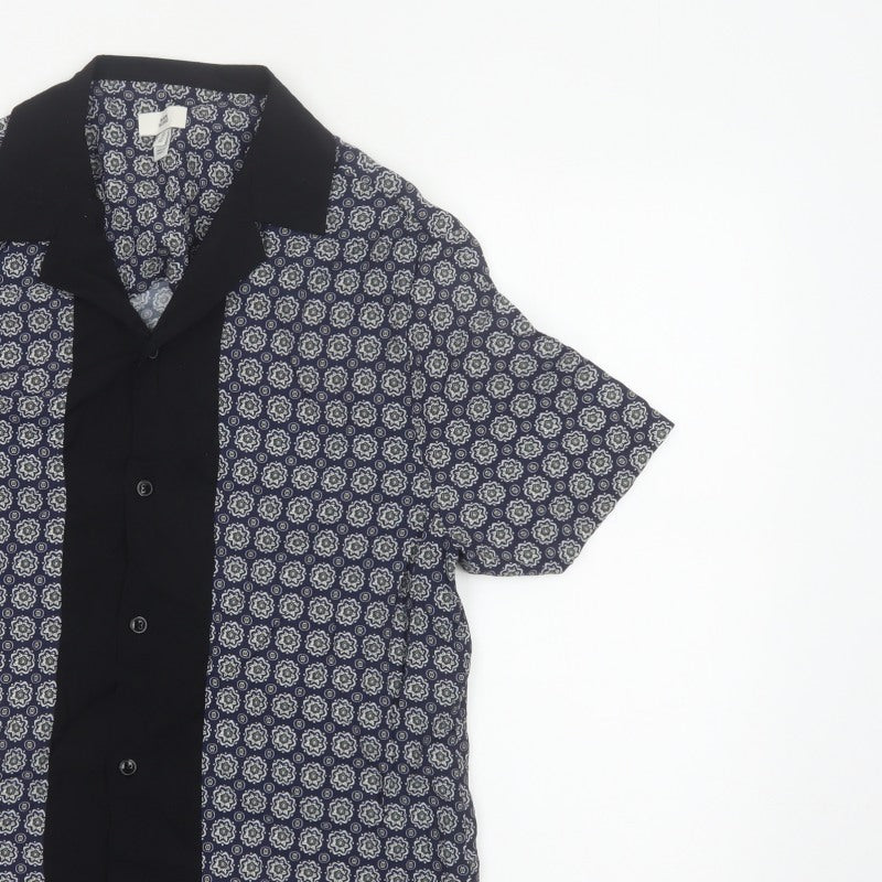 Additional view of River Island Men’s Blue M Geometric Print Short Sleeve Button-Up Shirt