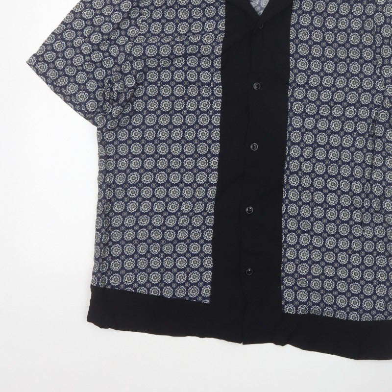 Additional view of River Island Men’s Blue M Geometric Print Short Sleeve Button-Up Shirt