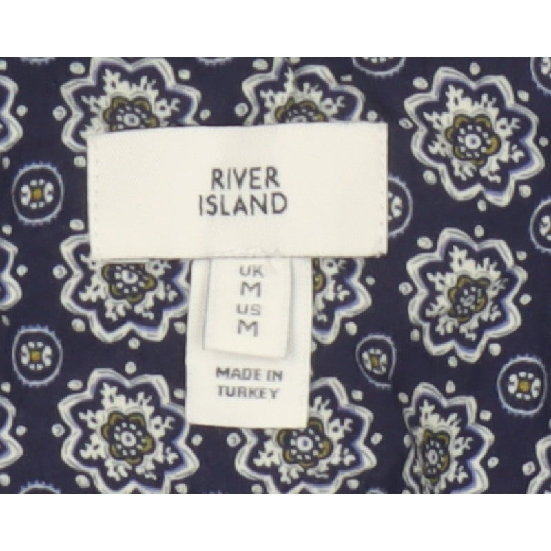 Additional view of River Island Men’s Blue M Geometric Print Short Sleeve Button-Up Shirt