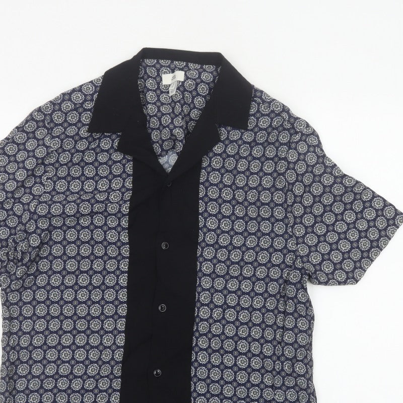 Additional view of River Island Men’s Blue M Geometric Print Short Sleeve Button-Up Shirt