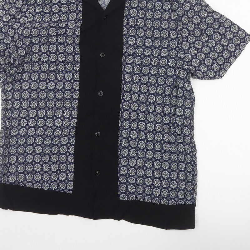 Additional view of River Island Men’s Blue M Geometric Print Short Sleeve Button-Up Shirt