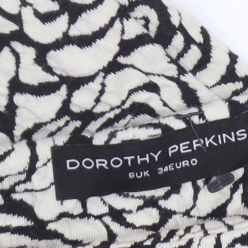 Dorothy Perkins Women Black Ivory UK 6 Bodycon Knee Dress Floral Cap Sleeve