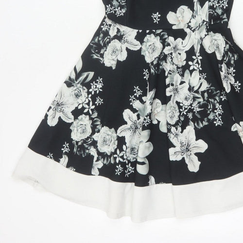 Select Women Black Floral Fit & Flare Knee Length Dress UK 12
