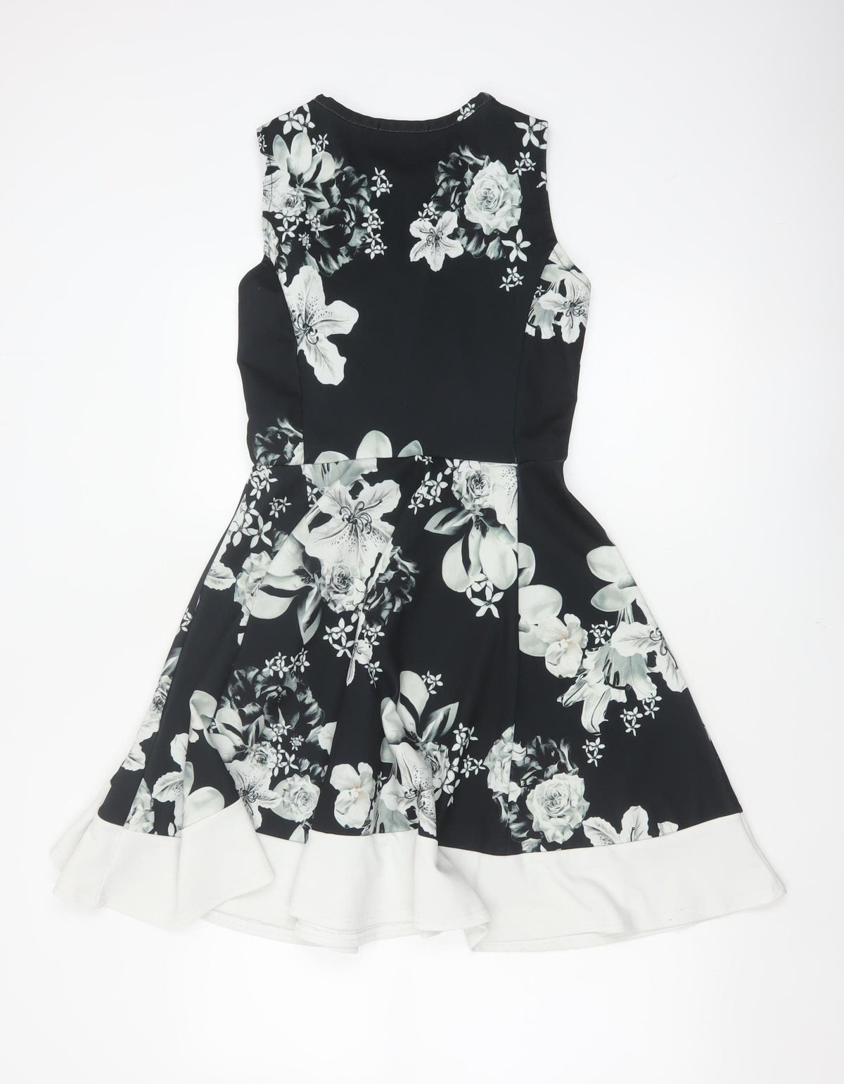 Select Women Black Floral Fit & Flare Knee Length Dress UK 12
