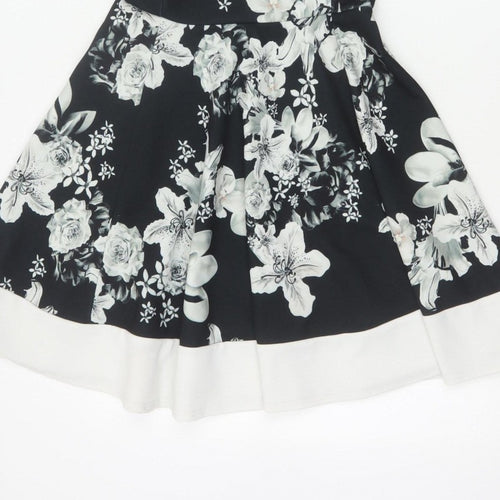 Select Women Black Floral Fit & Flare Knee Length Dress UK 12