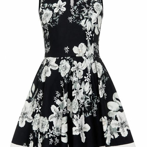 Select Women Black Floral Fit & Flare Knee Length Dress UK 12