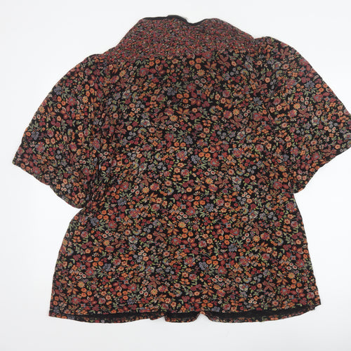 Wallis Women Multicoloured Size 18 Floral Kimono Sleeve Tie Blouse