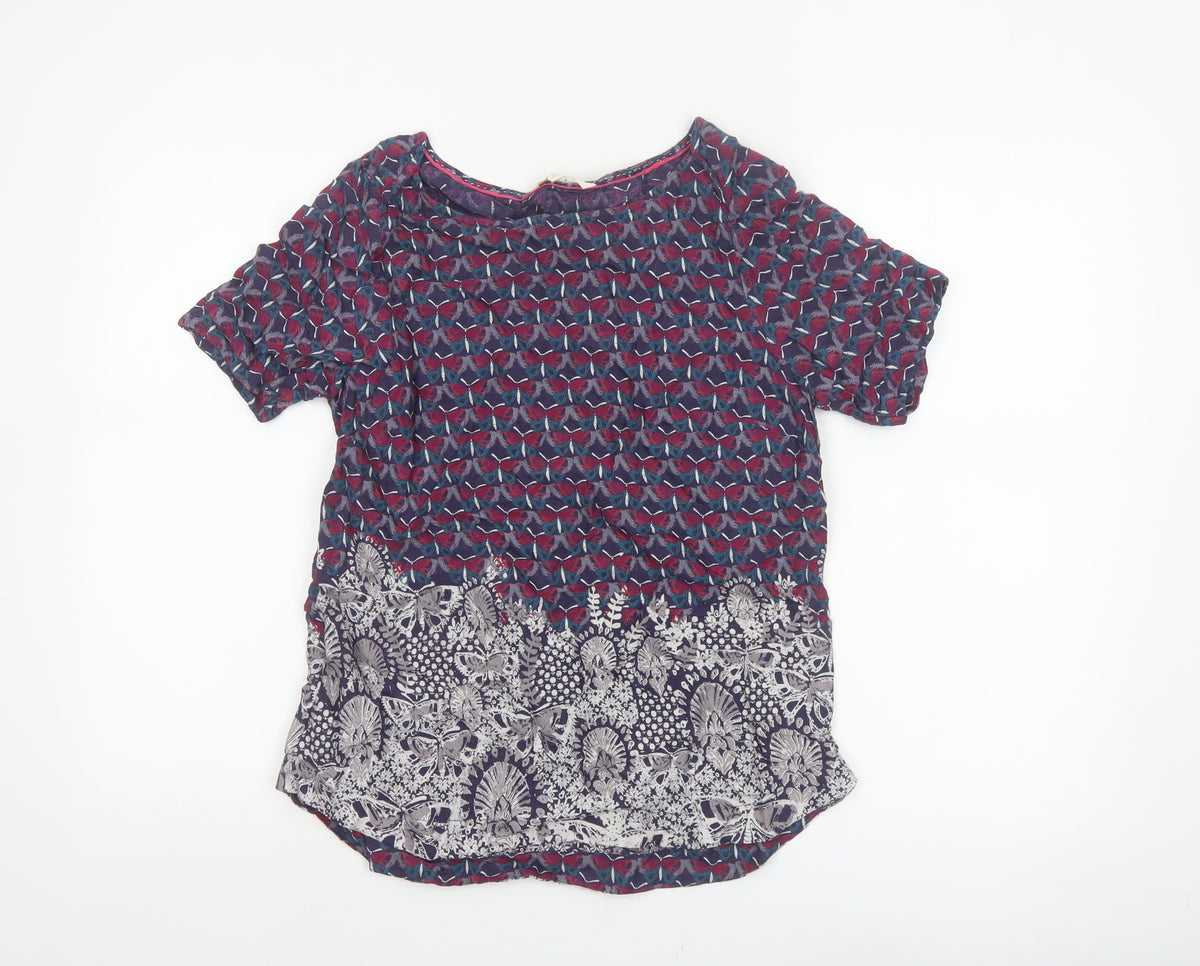 White Stuff Women’s Multicoloured Size 10 Floral Short Sleeve Blouse
