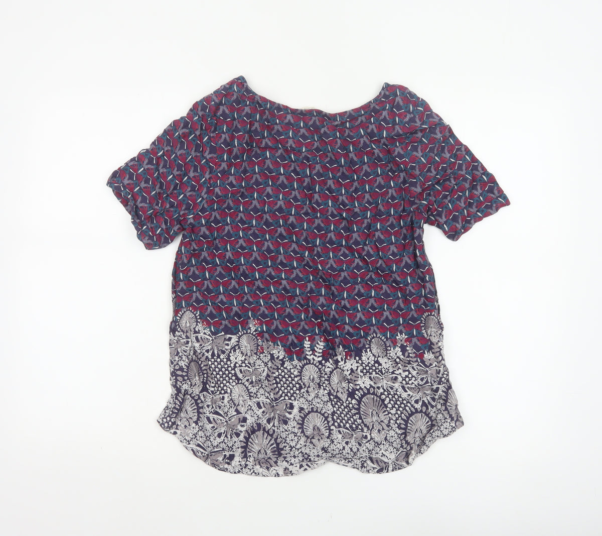 White Stuff Women’s Multicoloured Size 10 Floral Short Sleeve Blouse