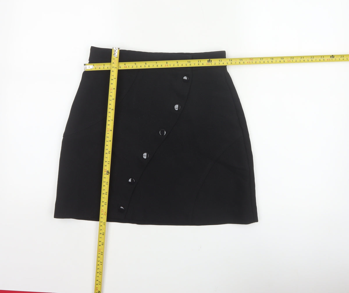 & Other Stories Women’s Black UK 8 High Rise Wrap Mini Skirt