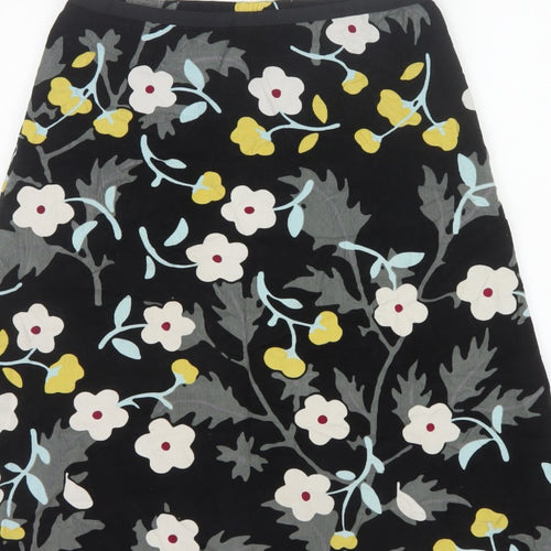 Laura Ashley Women’s Black Floral A-Line Skirt UK 12 Cotton Lined