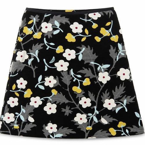 Laura Ashley Women’s Black Floral A-Line Skirt UK 12 Cotton Lined