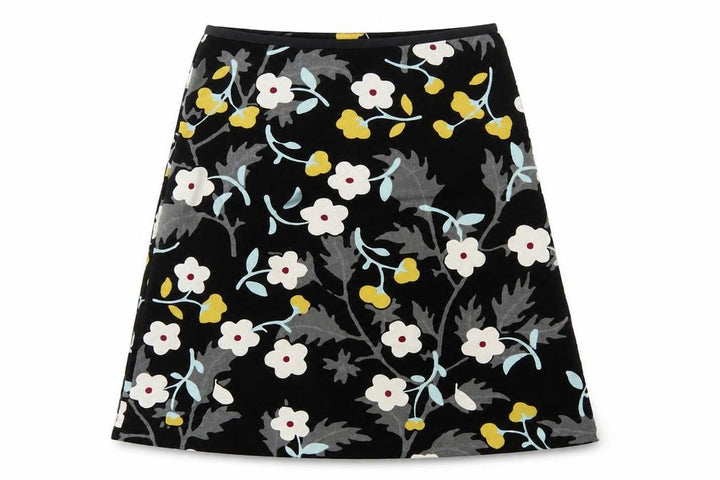 Laura Ashley Women’s Black Floral A-Line Skirt UK 12 Cotton Lined