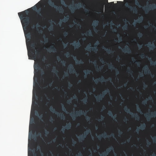 Selected Femme Women Black Blue UK 8 Sheath Dress Geometric Short Sleeve