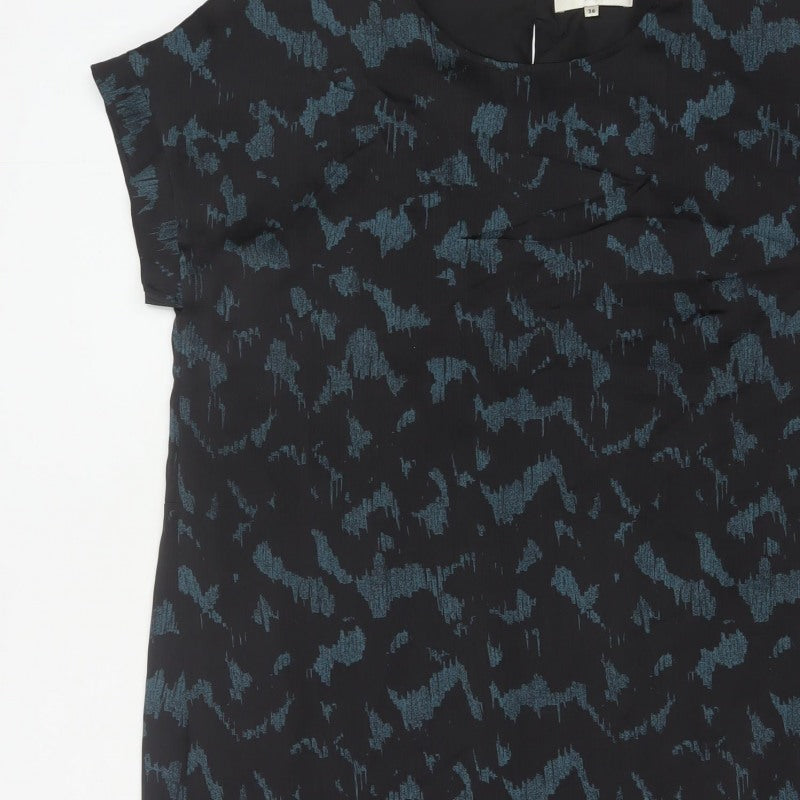 Selected Femme Women Black Blue UK 8 Sheath Dress Geometric Short Sleeve