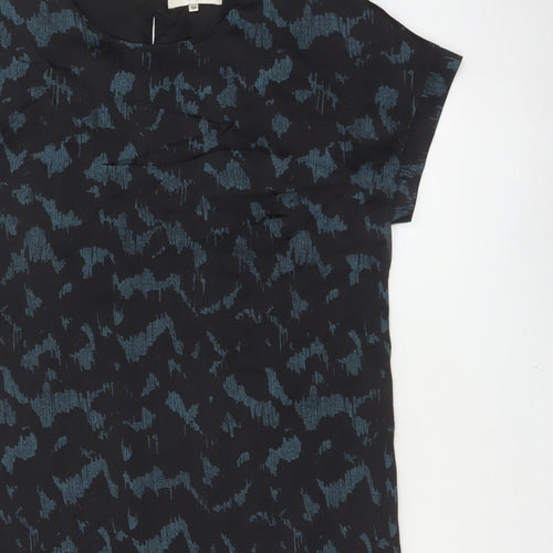 Selected Femme Women Black Blue UK 8 Sheath Dress Geometric Short Sleeve