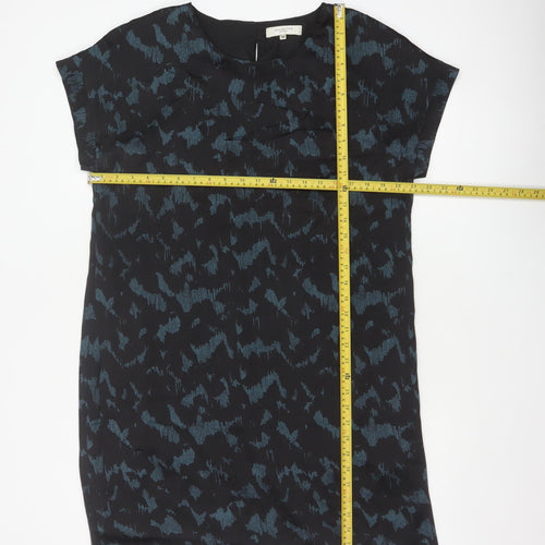Selected Femme Women Black Blue UK 8 Sheath Dress Geometric Short Sleeve