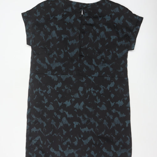 Selected Femme Women Black Blue UK 8 Sheath Dress Geometric Short Sleeve
