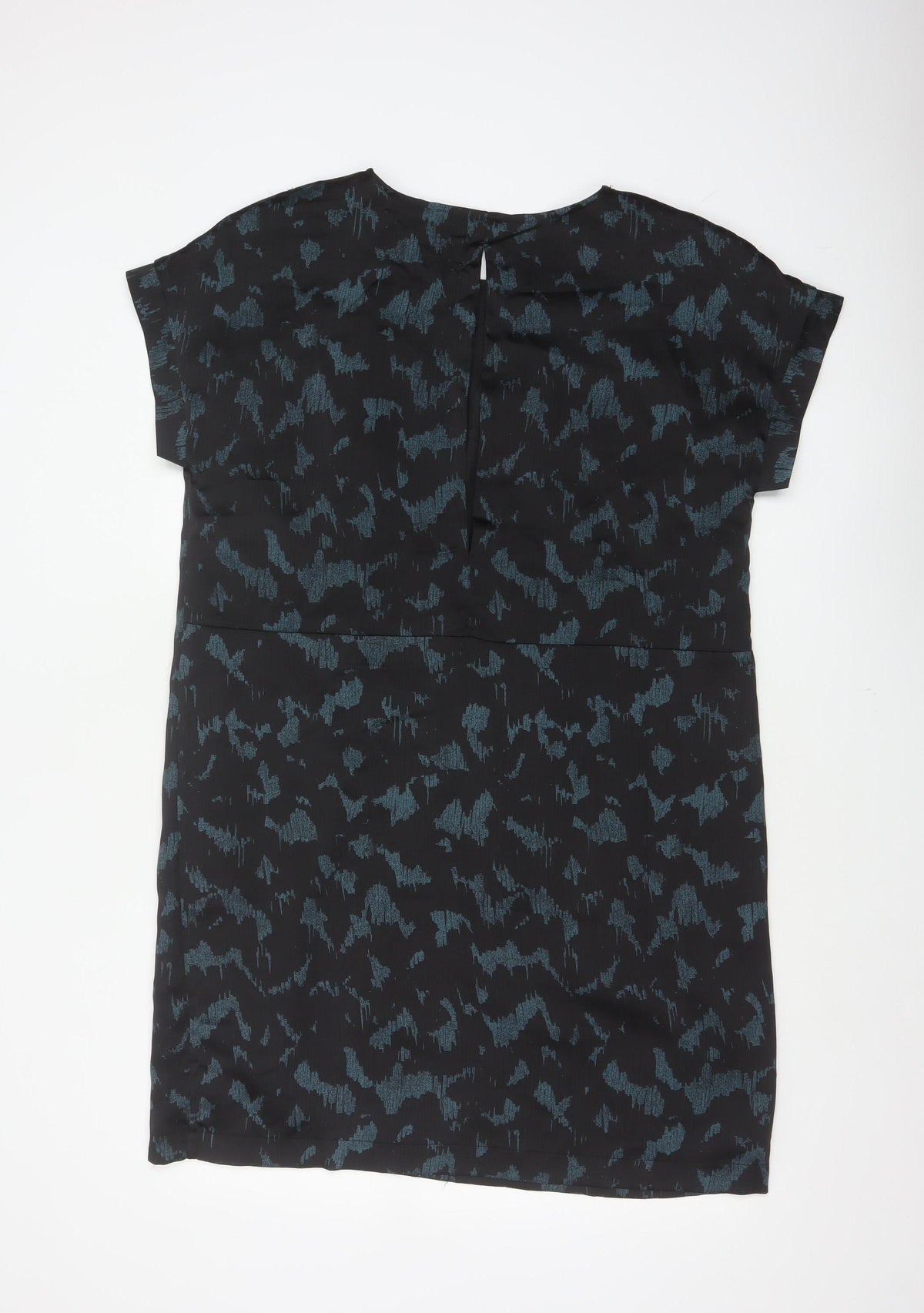 Selected Femme Women Black Blue UK 8 Sheath Dress Geometric Short Sleeve