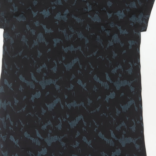 Selected Femme Women Black Blue UK 8 Sheath Dress Geometric Short Sleeve