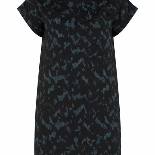 Selected Femme Women Black Blue UK 8 Sheath Dress Geometric Short Sleeve