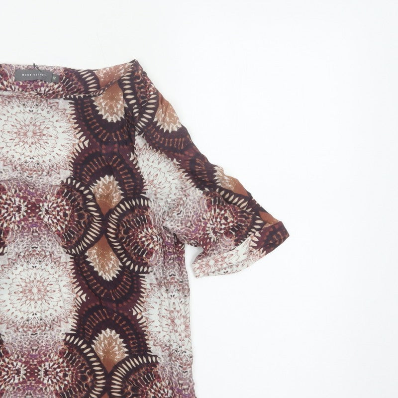 Mint Velvet Women’s Multicoloured UK 12 Kimono Sleeve Geometric Blouse
