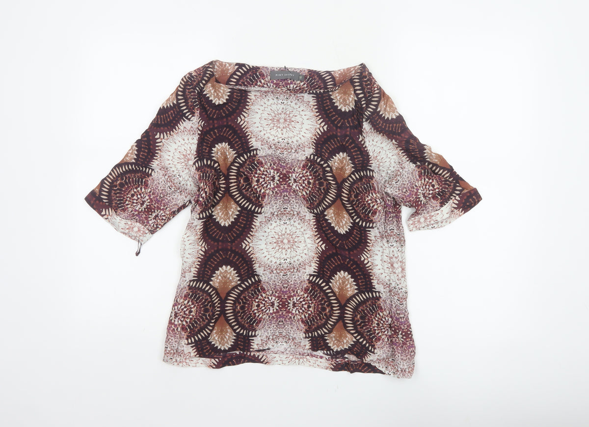 Mint Velvet Women’s Multicoloured UK 12 Kimono Sleeve Geometric Blouse