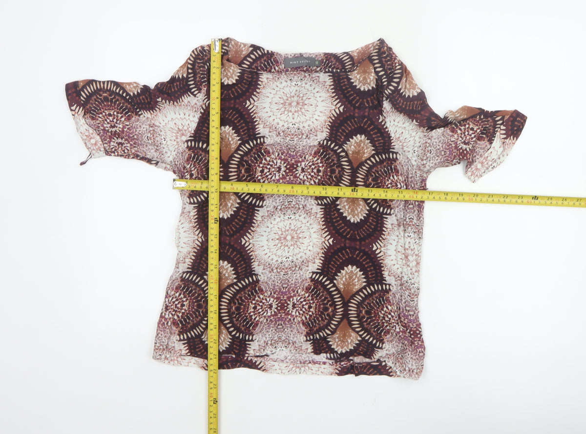 Mint Velvet Women’s Multicoloured UK 12 Kimono Sleeve Geometric Blouse