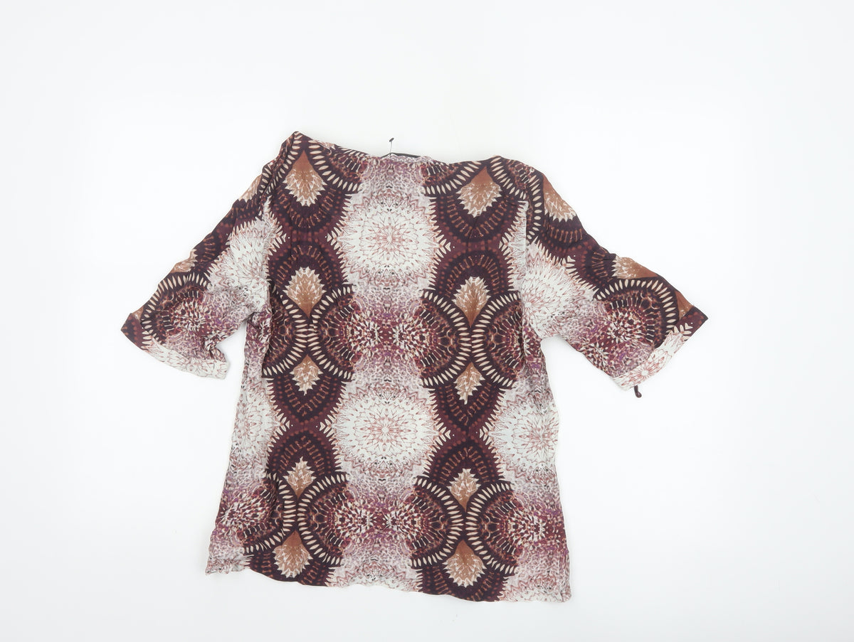 Mint Velvet Women’s Multicoloured UK 12 Kimono Sleeve Geometric Blouse