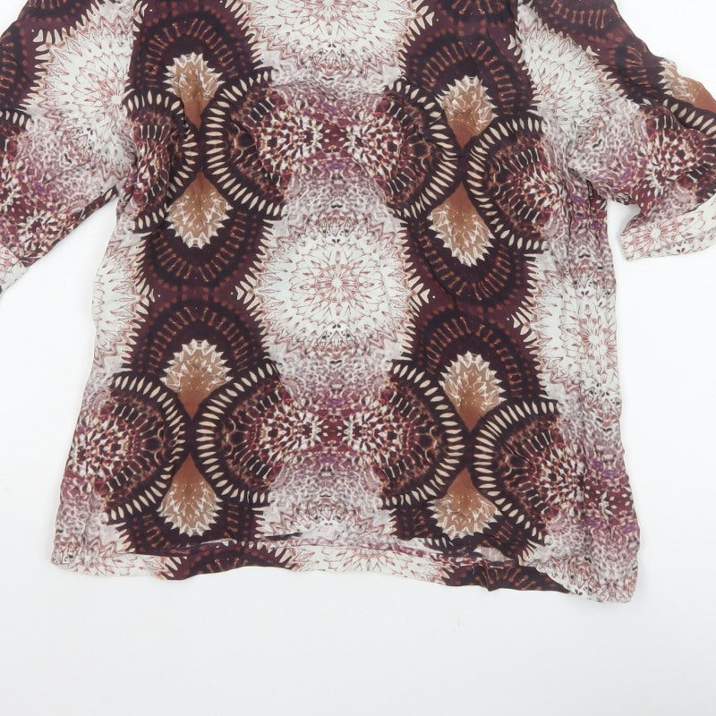 Mint Velvet Women’s Multicoloured UK 12 Kimono Sleeve Geometric Blouse