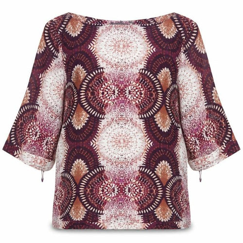Mint Velvet Women’s Multicoloured UK 12 Kimono Sleeve Geometric Blouse