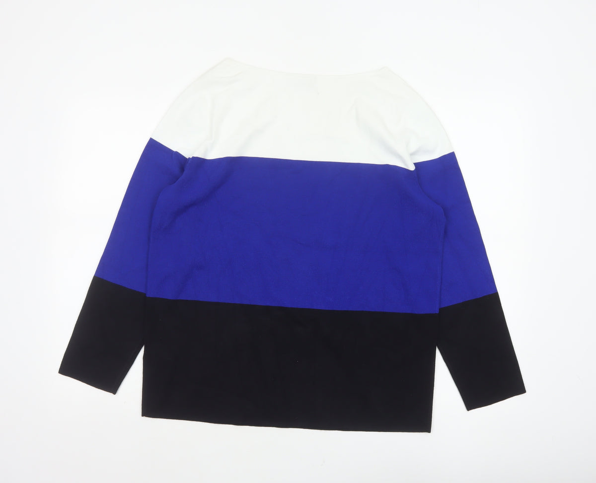 Brand and care label for Hobbs Women Multicoloured XL Colour Block Knit Boat Neck jumper