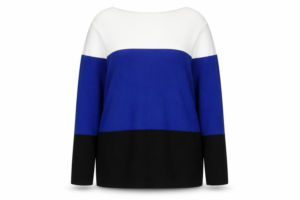 Front view of Hobbs Women Multicoloured XL Colour Block Knit Boat Neck jumper