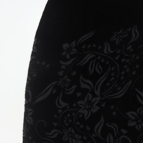 Marks & Spencer Women Black UK 12 Floral Velvet Long Pencil Skirt