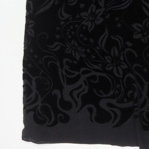Marks & Spencer Women Black UK 12 Floral Velvet Long Pencil Skirt