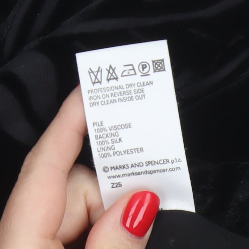 Marks & Spencer Women Black UK 12 Floral Velvet Long Pencil Skirt