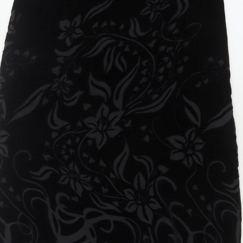 Marks & Spencer Women Black UK 12 Floral Velvet Long Pencil Skirt