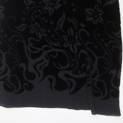 Marks & Spencer Women Black UK 12 Floral Velvet Long Pencil Skirt