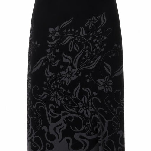 Marks & Spencer Women Black UK 12 Floral Velvet Long Pencil Skirt