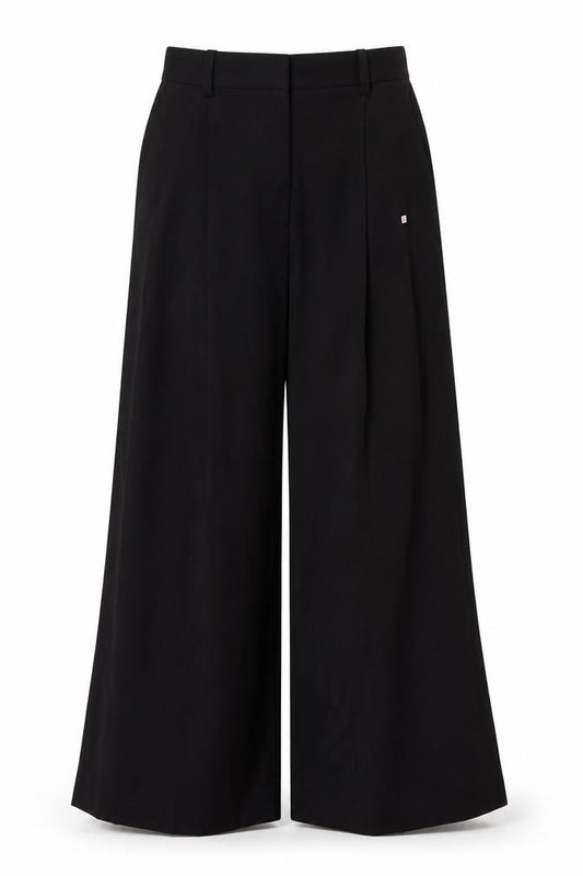 Marks and Spencer Women Black Size 10 Long Wide-Leg Tailored Trousers
