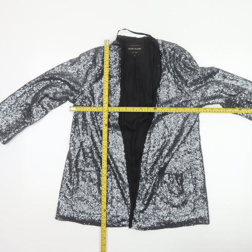 River Island Women’s Silver Sequin Open Party Jacket UK 12