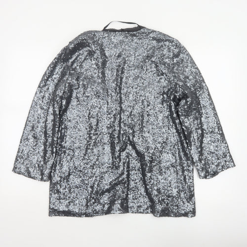 River Island Women’s Silver Sequin Open Party Jacket UK 12