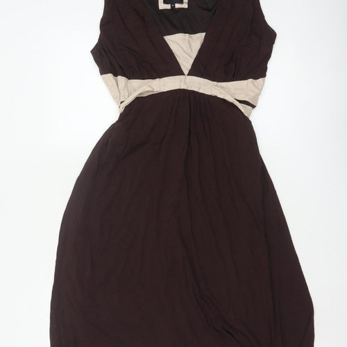 Betty Jackson Black Women’s Brown Beige UK 14 Fit & Flare Knee Dress
