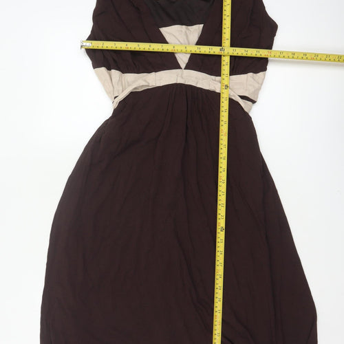 Betty Jackson Black Women’s Brown Beige UK 14 Fit & Flare Knee Dress