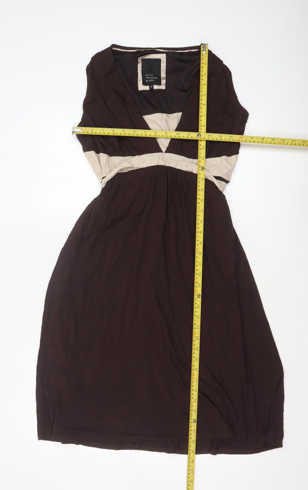 Betty Jackson Black Women’s Brown Beige UK 14 Fit & Flare Knee Dress