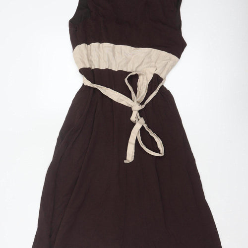 Betty Jackson Black Women’s Brown Beige UK 14 Fit & Flare Knee Dress