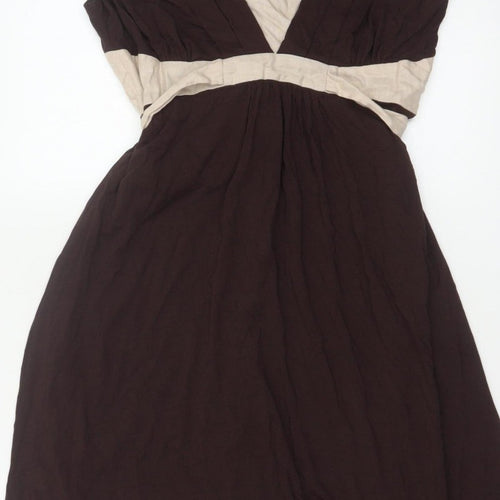Betty Jackson Black Women’s Brown Beige UK 14 Fit & Flare Knee Dress